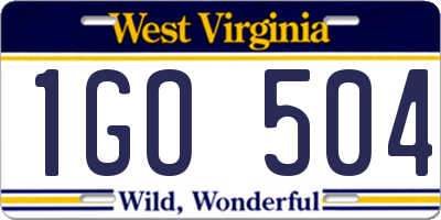 WV license plate 1GO504