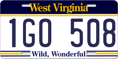 WV license plate 1GO508