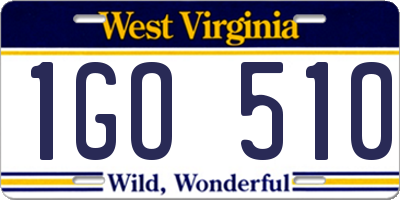 WV license plate 1GO510