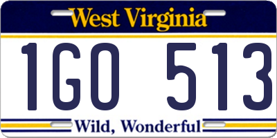 WV license plate 1GO513