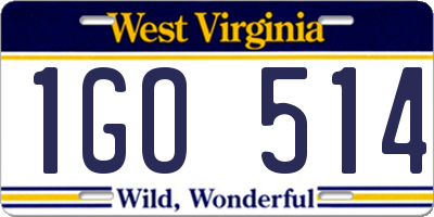WV license plate 1GO514