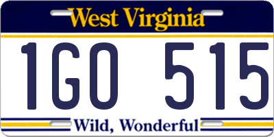 WV license plate 1GO515