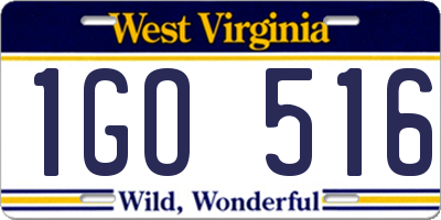 WV license plate 1GO516