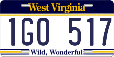 WV license plate 1GO517