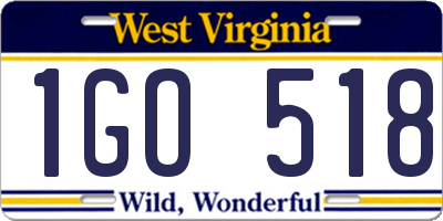WV license plate 1GO518