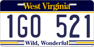 WV license plate 1GO521