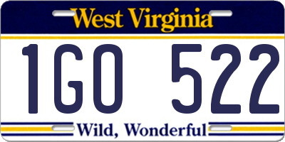 WV license plate 1GO522
