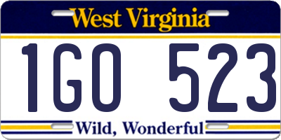 WV license plate 1GO523