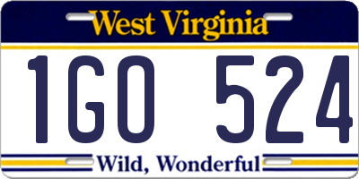 WV license plate 1GO524