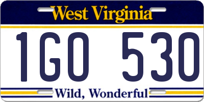 WV license plate 1GO530