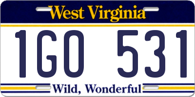 WV license plate 1GO531