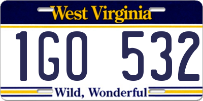 WV license plate 1GO532