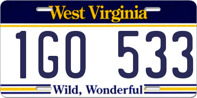 WV license plate 1GO533