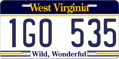 WV license plate 1GO535