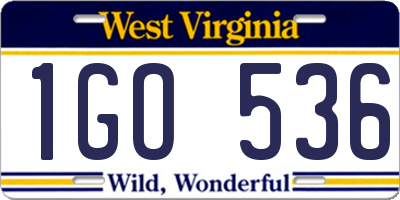 WV license plate 1GO536