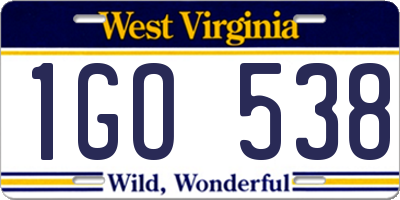 WV license plate 1GO538