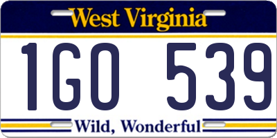 WV license plate 1GO539