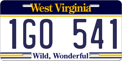 WV license plate 1GO541
