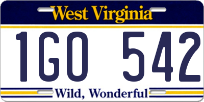 WV license plate 1GO542