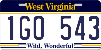 WV license plate 1GO543