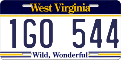 WV license plate 1GO544