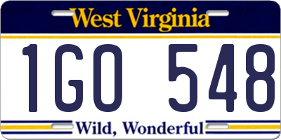 WV license plate 1GO548