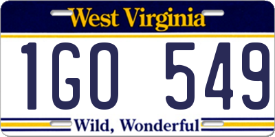 WV license plate 1GO549