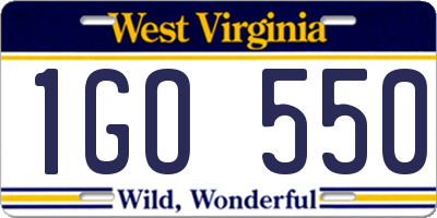 WV license plate 1GO550