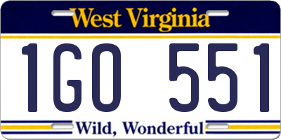WV license plate 1GO551