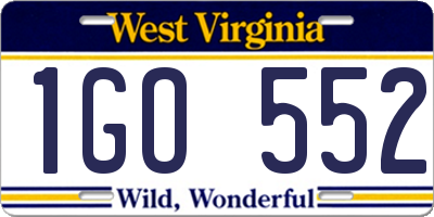 WV license plate 1GO552