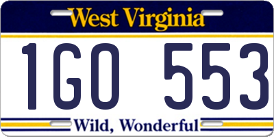 WV license plate 1GO553