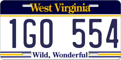 WV license plate 1GO554