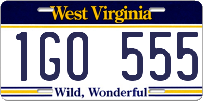 WV license plate 1GO555