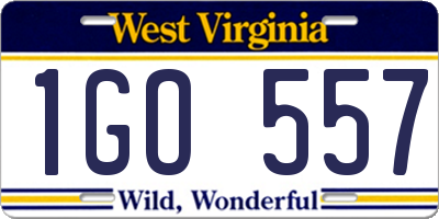 WV license plate 1GO557