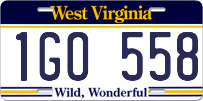 WV license plate 1GO558
