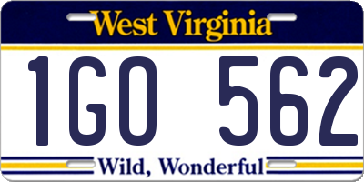 WV license plate 1GO562
