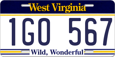 WV license plate 1GO567
