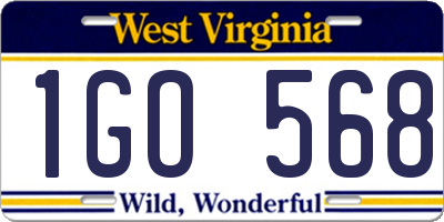 WV license plate 1GO568