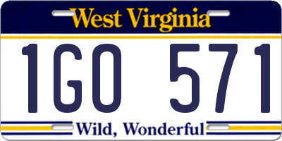 WV license plate 1GO571