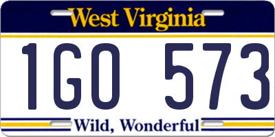 WV license plate 1GO573
