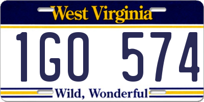 WV license plate 1GO574