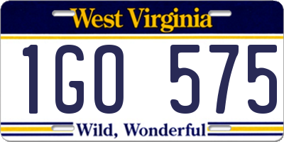 WV license plate 1GO575