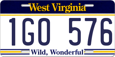 WV license plate 1GO576
