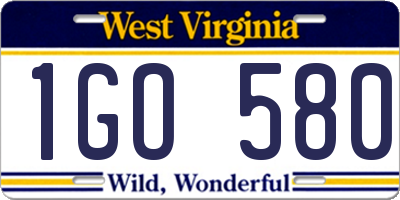WV license plate 1GO580