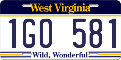 WV license plate 1GO581