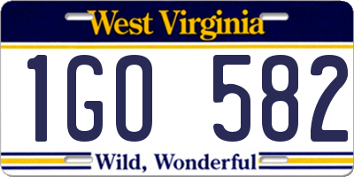 WV license plate 1GO582