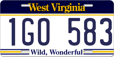 WV license plate 1GO583