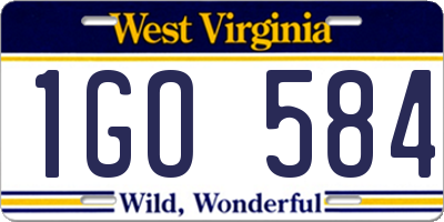 WV license plate 1GO584