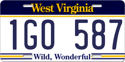 WV license plate 1GO587