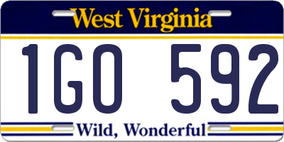 WV license plate 1GO592
